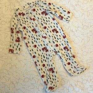 NWOT Holiday Woodland Print Soft Fleece/Cotton PJs/Cover-Alls Unisex Infant 6-9M